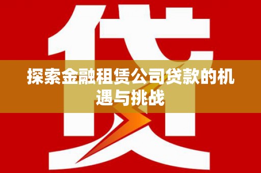 临湘探索金融租赁公司贷款的机遇与挑战