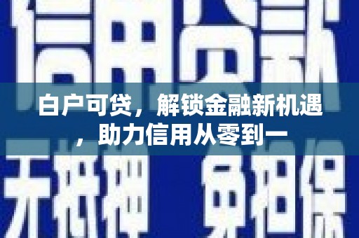 庆元白户可贷，解锁金融新机遇，助力信用从零到一