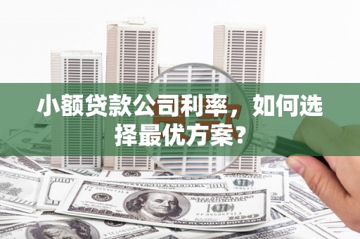 贞丰小额贷款公司利率，如何选择最优方案？
